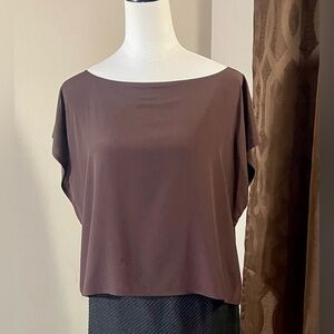 Zoran Vintage Designer 100% Silk Sleeveless Top Brown Boxy Minimalist Style